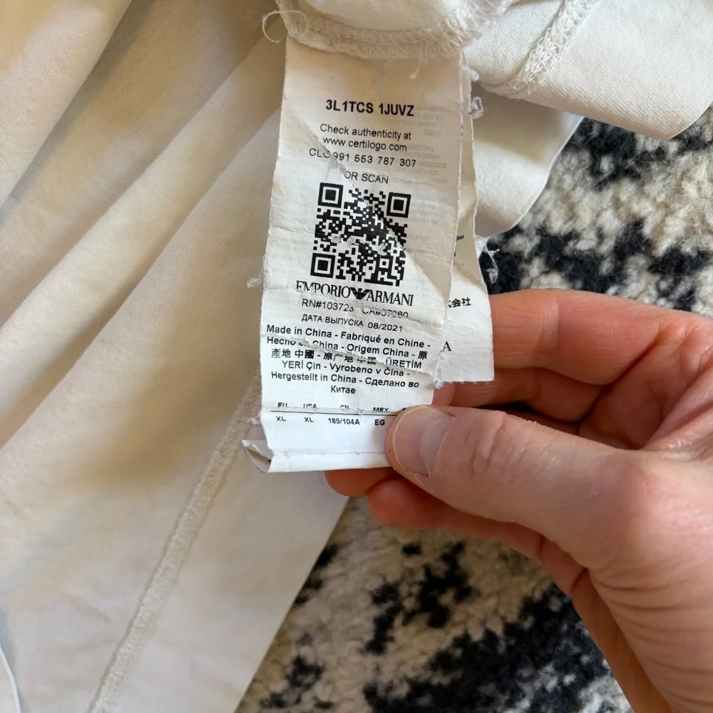 Emporio Armani T-Shirt Mens Size XL White Eagle Logo Designer Tee Preppy - Picture 5 of 13